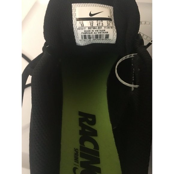 New Nike Men's Sz 13 Zoom Rival S Track Spike 907564 001 Shoes Black/White - Picture 6 of 8